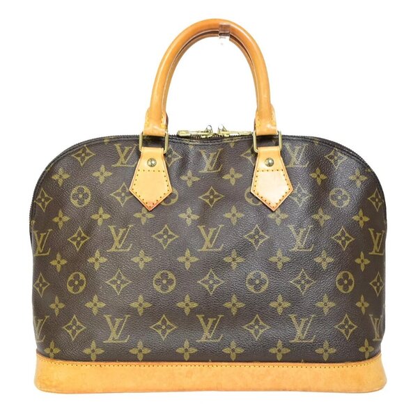 LOUIS VUITTON LV Logo Alma Hand Bag Monogram Leather Brown France - Picture 12 of 16